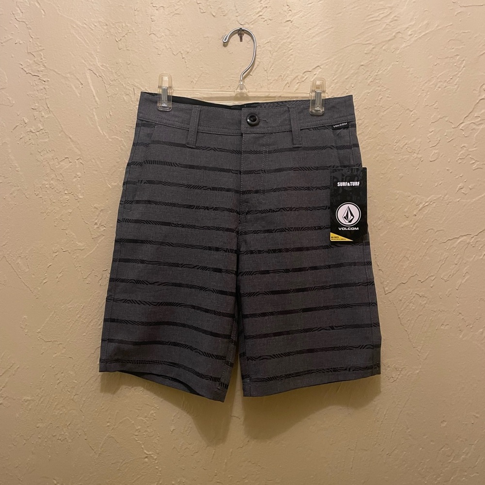 Volcom kids Charcoal Striped Flat Front Shorts